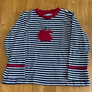 Vintage Catherine Rebecca Striped Kids Shirt with Apple Patch Size 6X